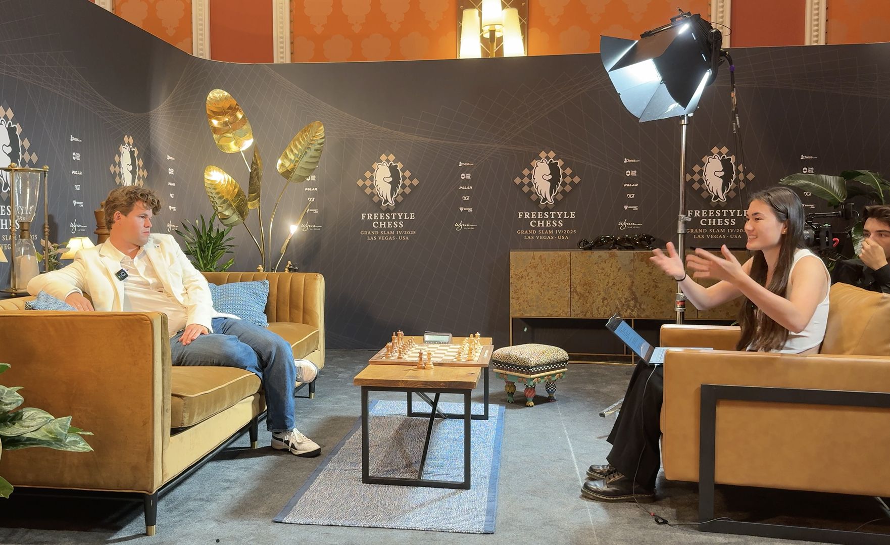 Take Take Take creator production room at a chess event